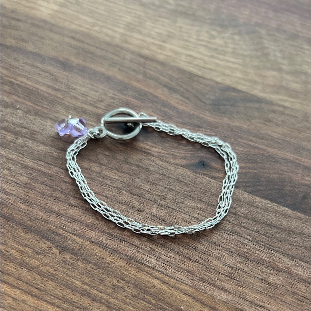 Silver Plated Chain Bracelet with Crystal Charm